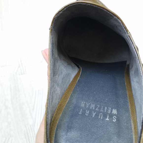 Stuart Weitzman studded platform mules / clog slip ons, Olive Green (size 7) - Picture 8 of 14